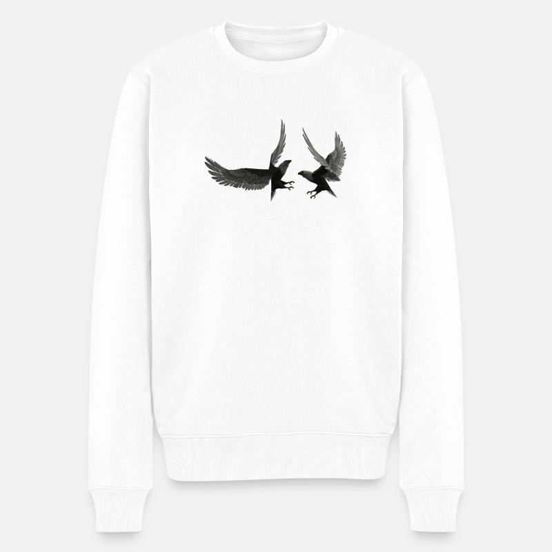 Tanzen der Falken in Flugpose - Männer Premium Bio Pullover - Weiß