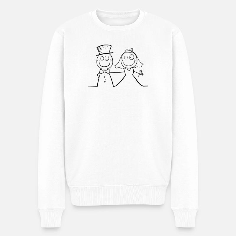 Lustiges Hochzeit Brautpaar - Männer Premium Bio Pullover - Weiß