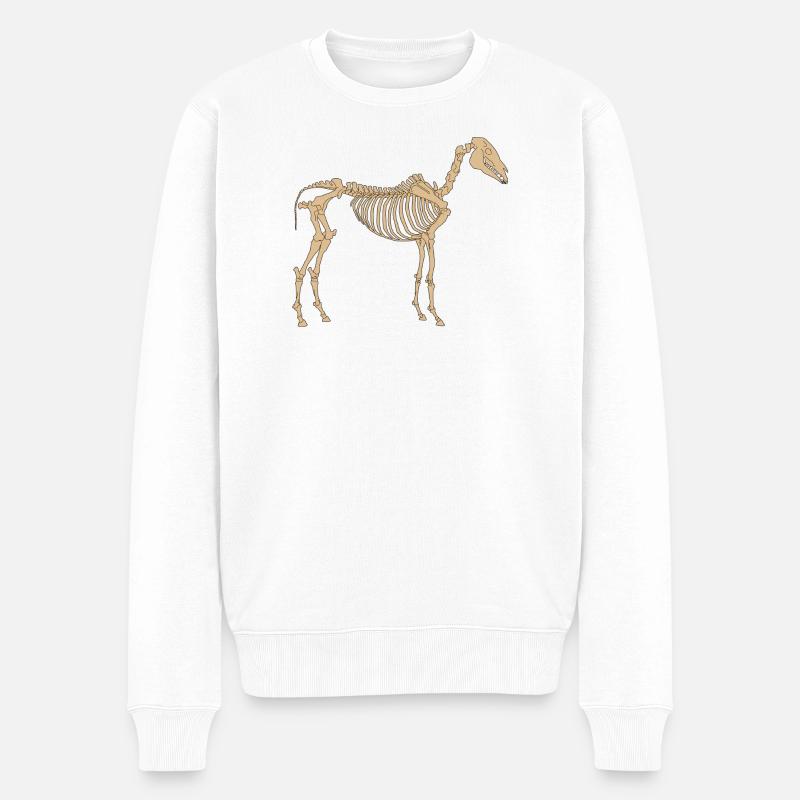 Paläolithisches Skelettpferd - Männer Premium Bio Pullover - Weiß