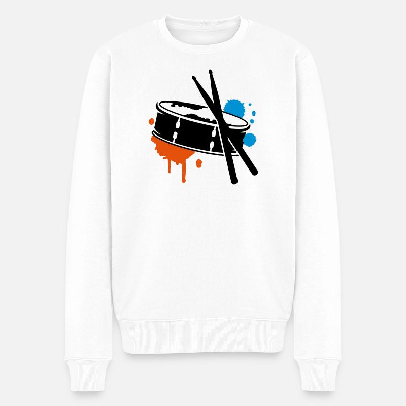 Trommel und Sticks - Männer Premium Bio Pullover - Weiß