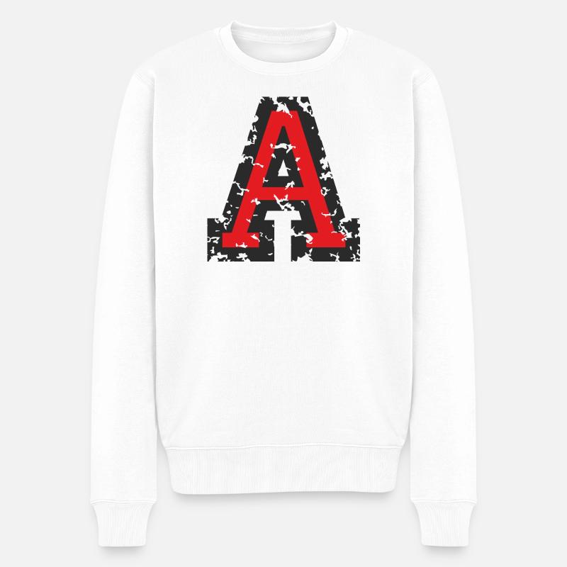 A (Vintage Rot) Buchstabe A - Männer Premium Bio Pullover - Weiß