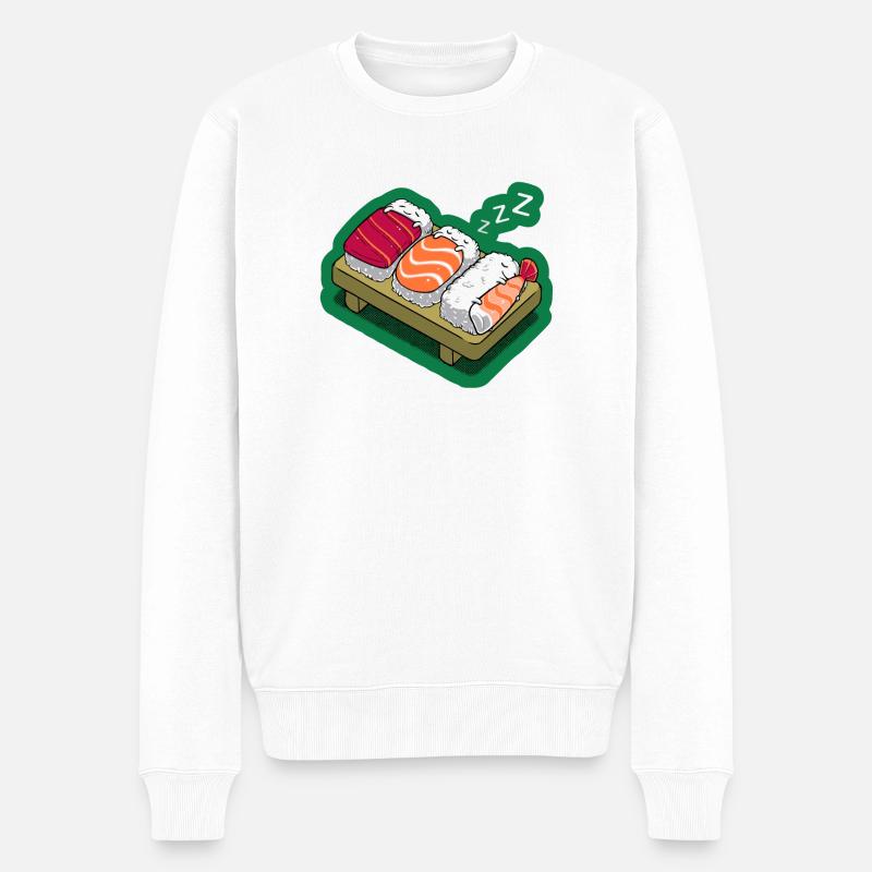 Sushi-Nickerchen - Männer Premium Bio Pullover - Weiß