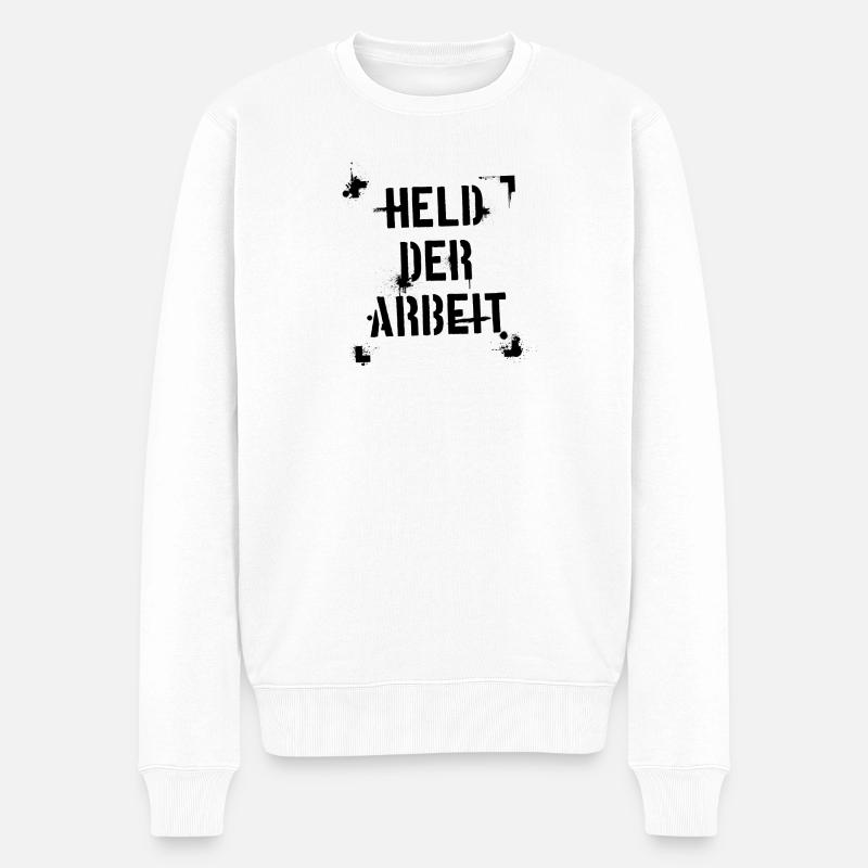 Held der Arbeit - schwarz - Männer Premium Bio Pullover - Weiß