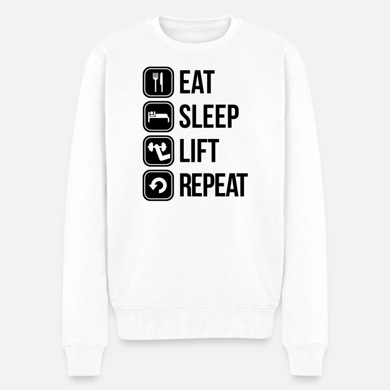 eat sleep lift repeat - Männer Premium Bio Pullover - Weiß