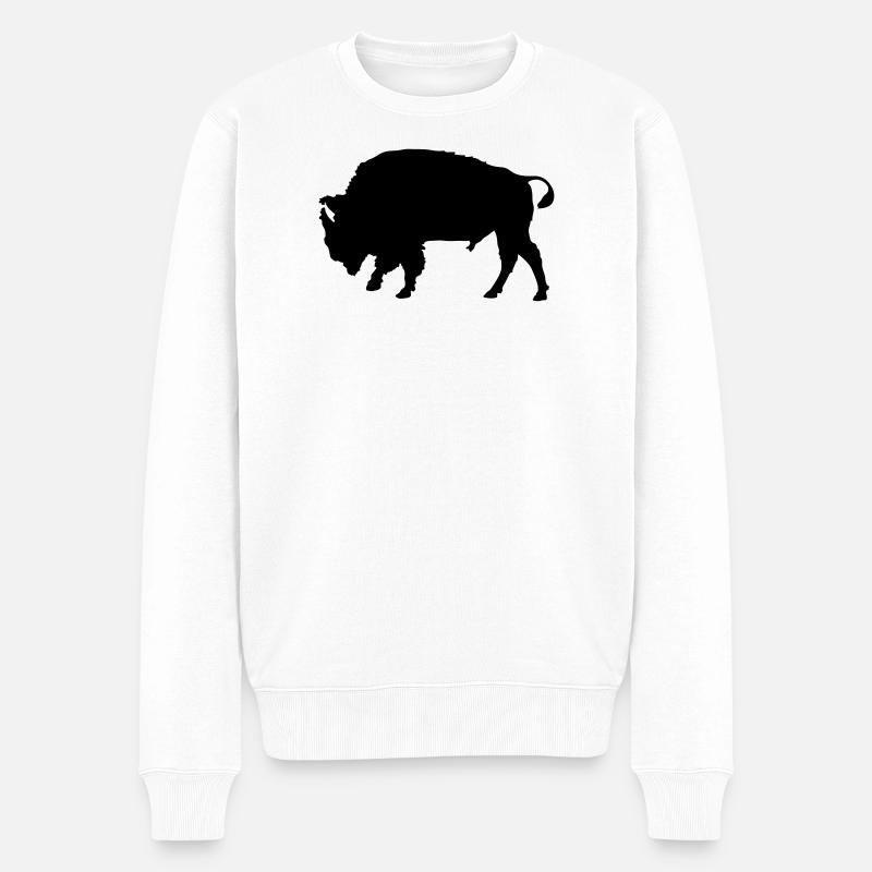 Bison - Männer Premium Bio Pullover - Weiß