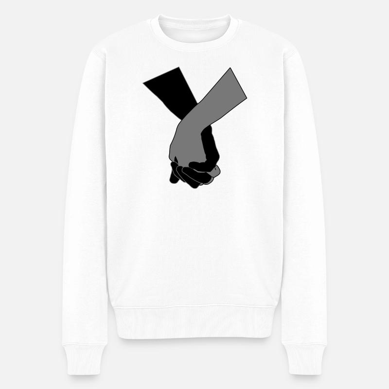 Holding Hands - Männer Premium Bio Pullover - Weiß