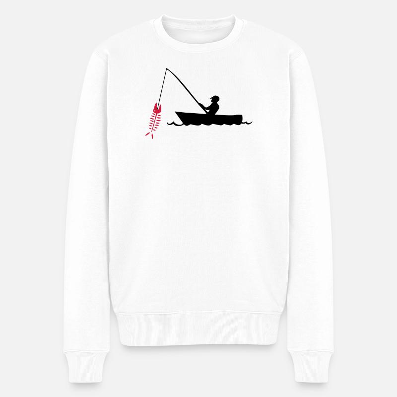 angler angeln fischen - Männer Premium Bio Pullover - Weiß