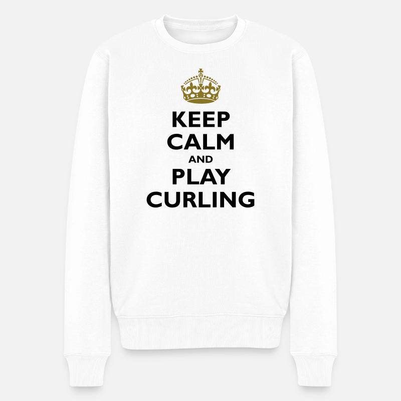 Keep calm and play curling - Pull Premium bio Homme - blanc