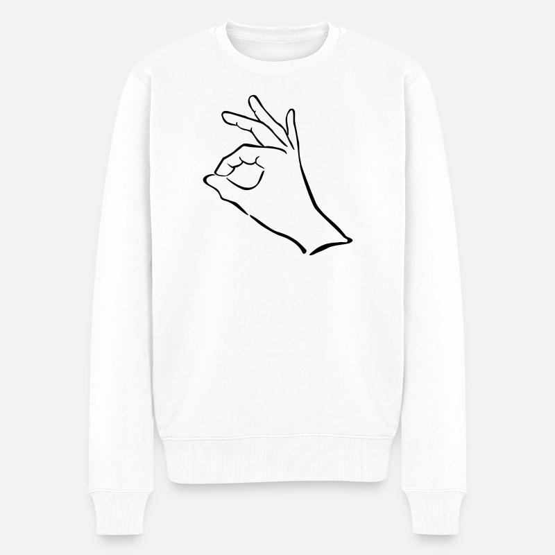 hand zeichen finger - Männer Premium Bio Pullover - Weiß