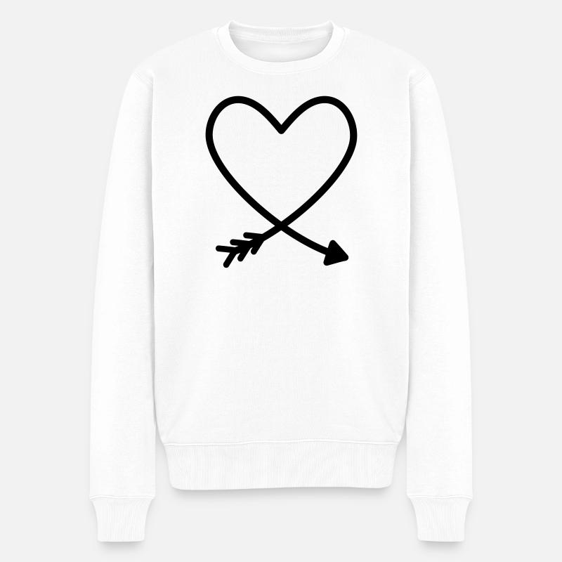 Herz Pfeil Liebe Freundschaft Kraft Geschenkidee - Männer Premium Bio Pullover - Weiß