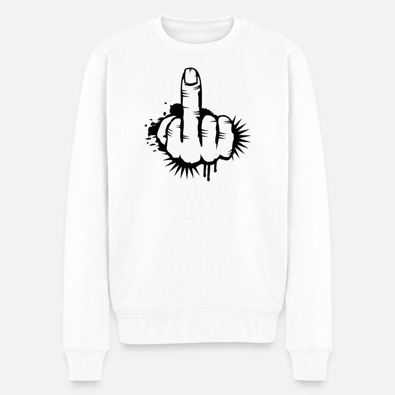 Mittelfinger Graffiti - Männer Premium Bio Pullover - Weiß
