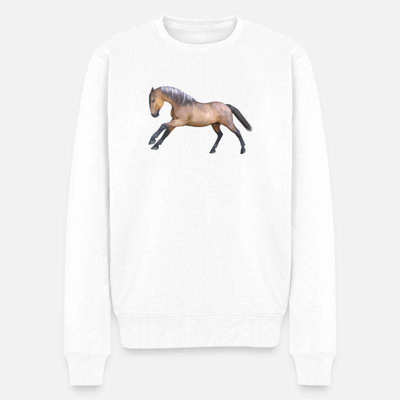 Energisches Galopp-Pferdedesign - Männer Premium Bio Pullover - Weiß