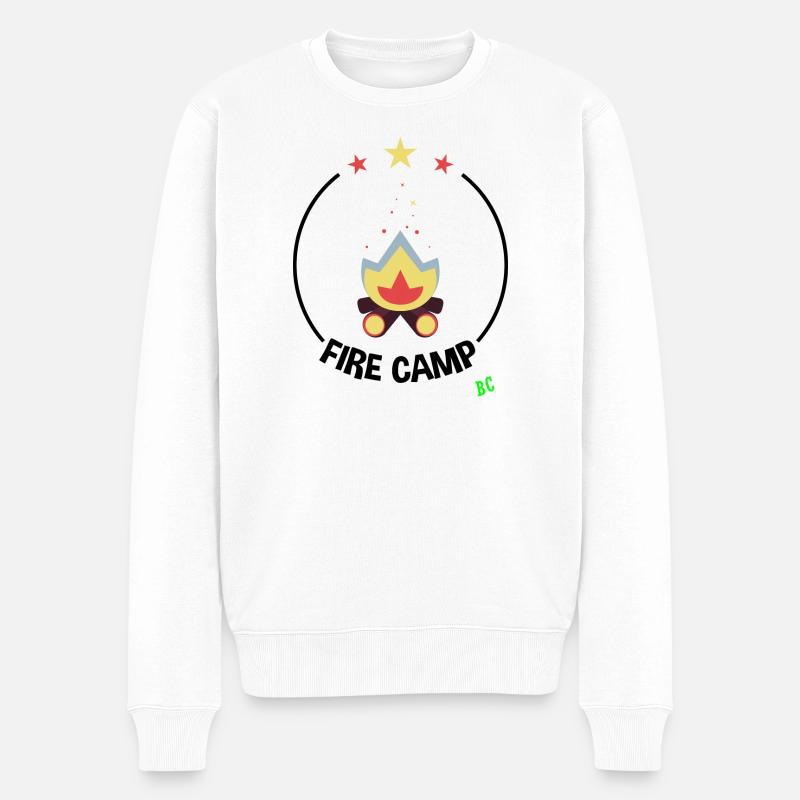 Feuer Camp - Männer Premium Bio Pullover - Weiß