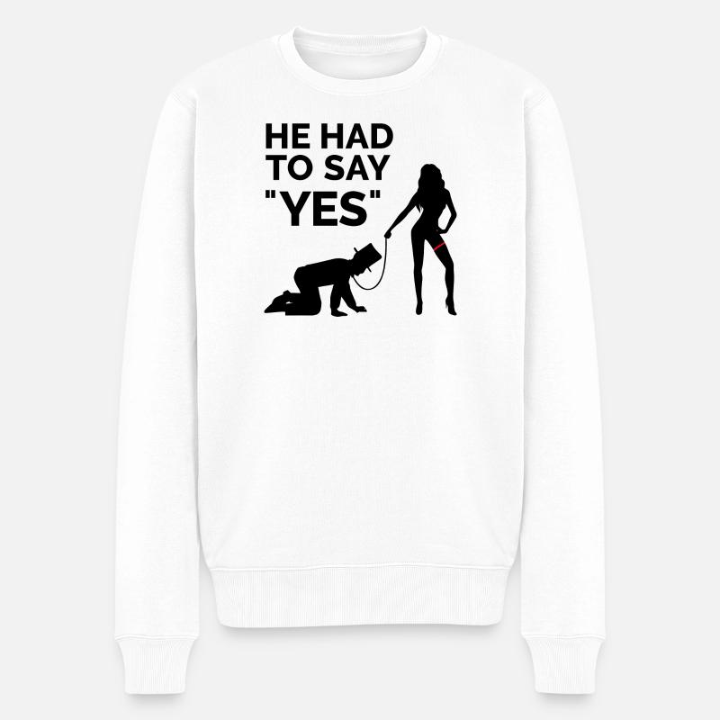 Heirat Hochzeit Junggesellenabschied Braut Ehe - Männer Premium Bio Pullover - Weiß