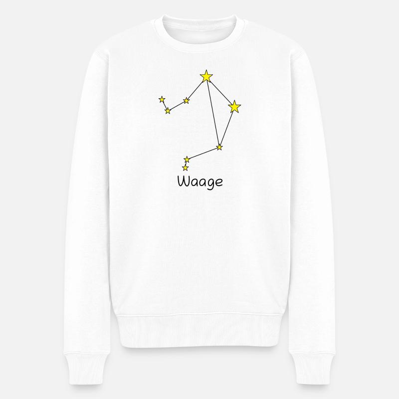 Sternzeichen Waage - Männer Premium Bio Pullover - Weiß