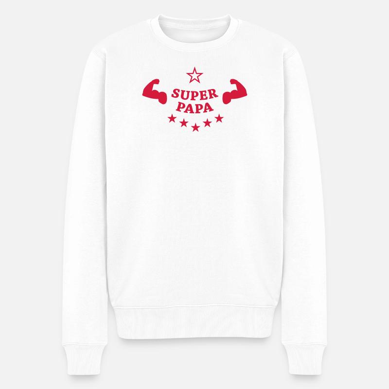 Super Papa ! - Männer Premium Bio Pullover - Weiß