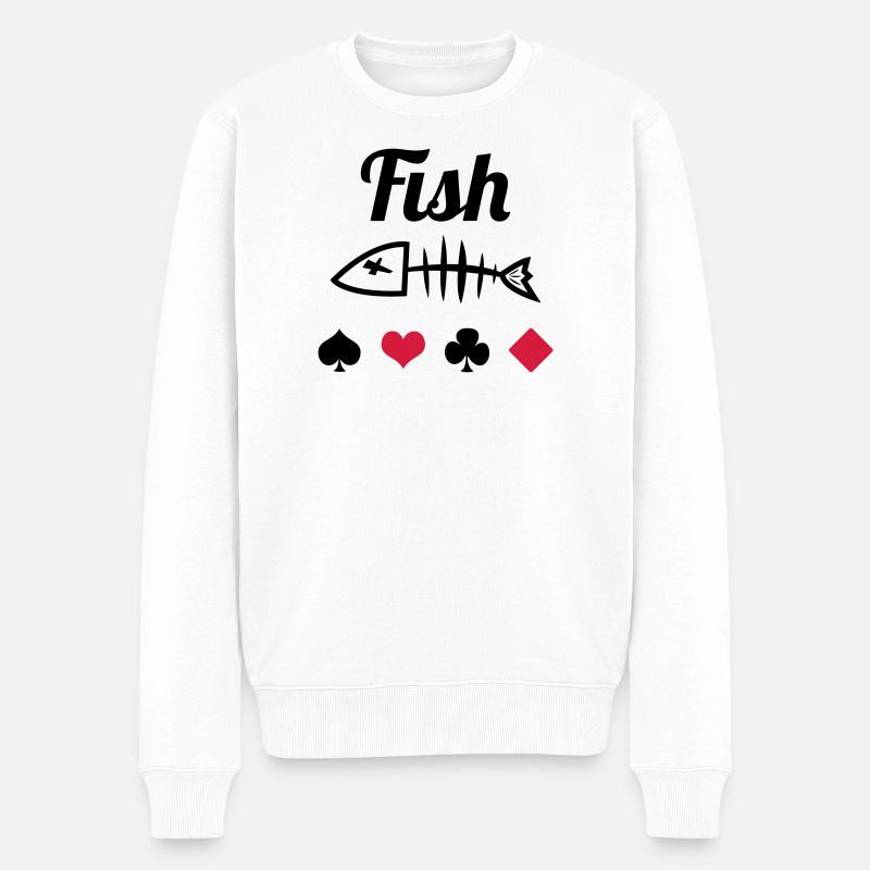Poker : Fish - Männer Premium Bio Pullover - Weiß