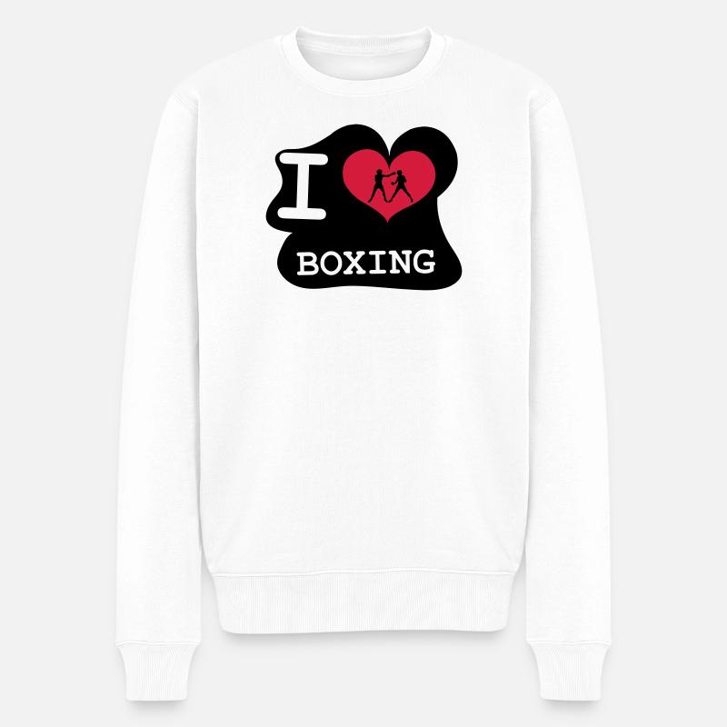 I Love Boxing - Männer Premium Bio Pullover - Weiß