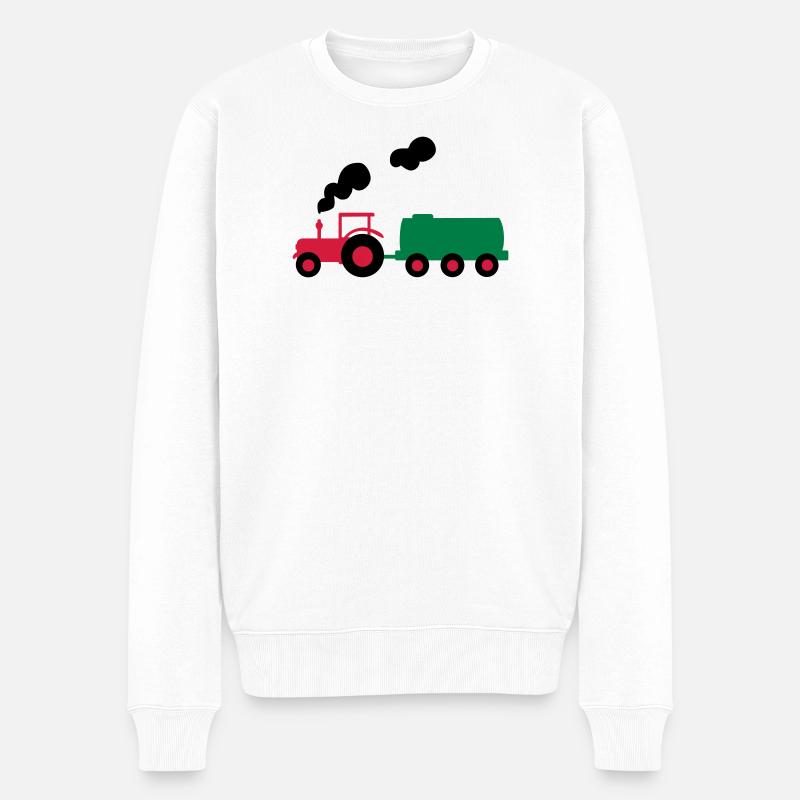 traktor trecker landwirtschaft - Männer Premium Bio Pullover - Weiß