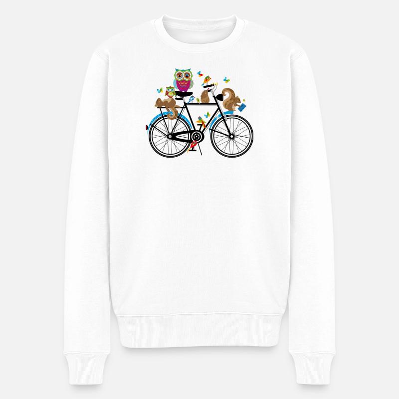 Waldtiere auf einem Fahrrad - Männer Premium Bio Pullover - Weiß