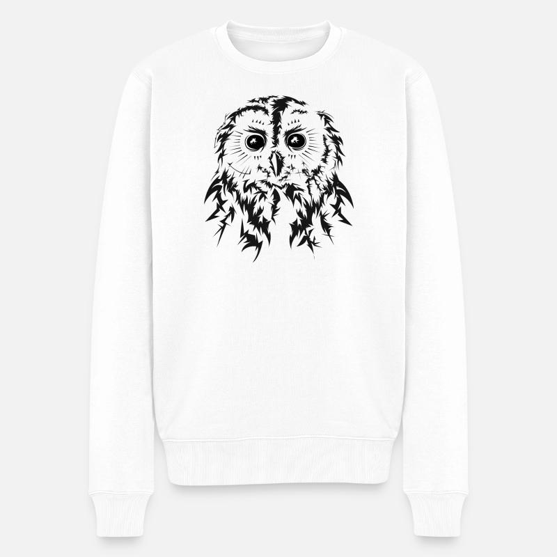 Eule Illustration Natur Kunst Artwork Tiere Wald - Männer Premium Bio Pullover - Weiß