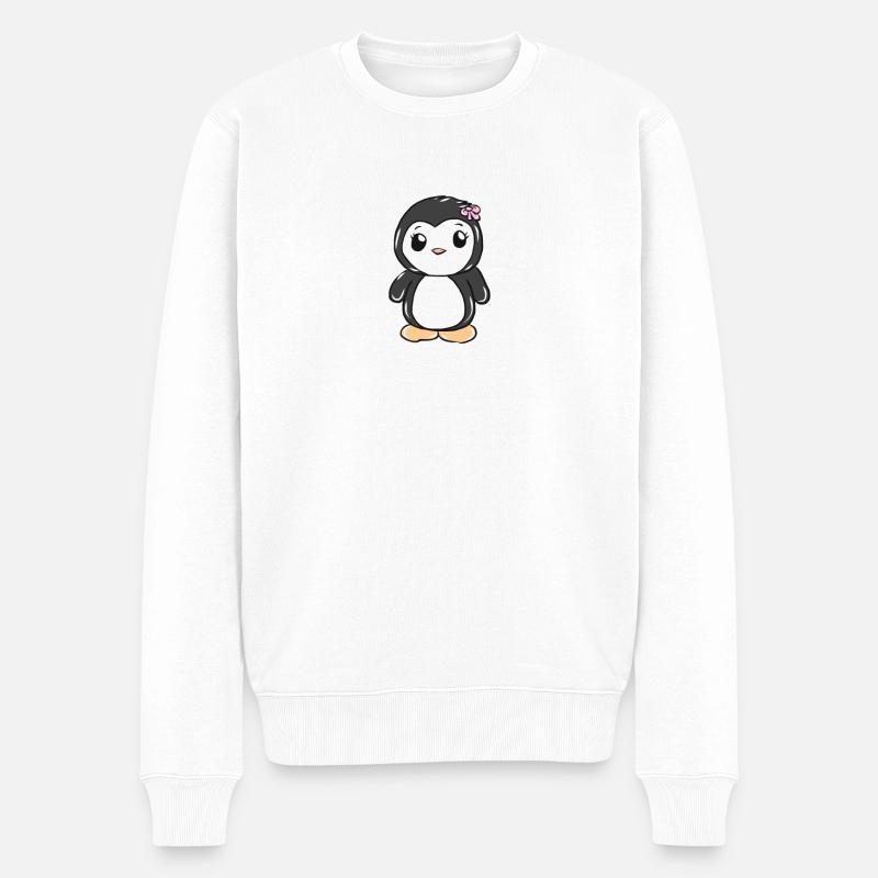 Pinguin - Männer Premium Bio Pullover - Weiß