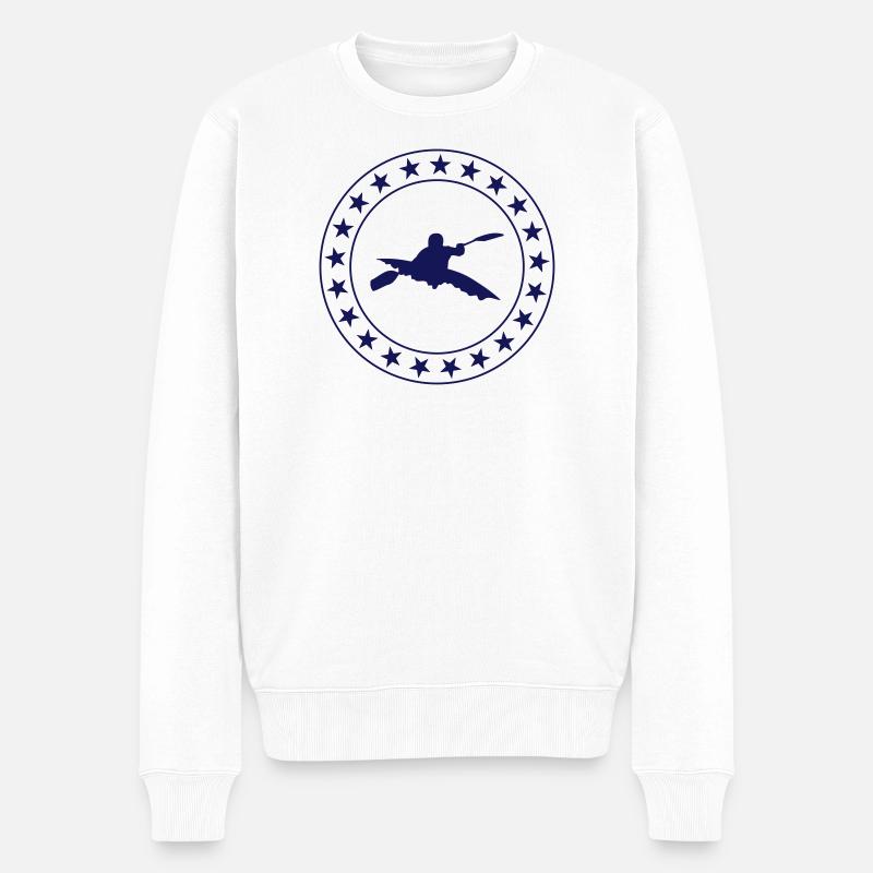 Kayak / Kajak - Männer Premium Bio Pullover - Weiß