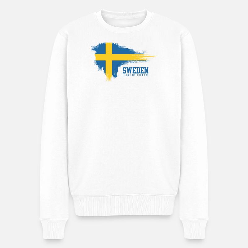 Schwedische Flagge Splash Pride - Männer Premium Bio Pullover - Weiß