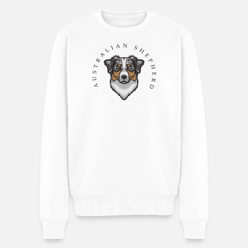 Australian Shepherd - Pull Premium bio Homme - blanc