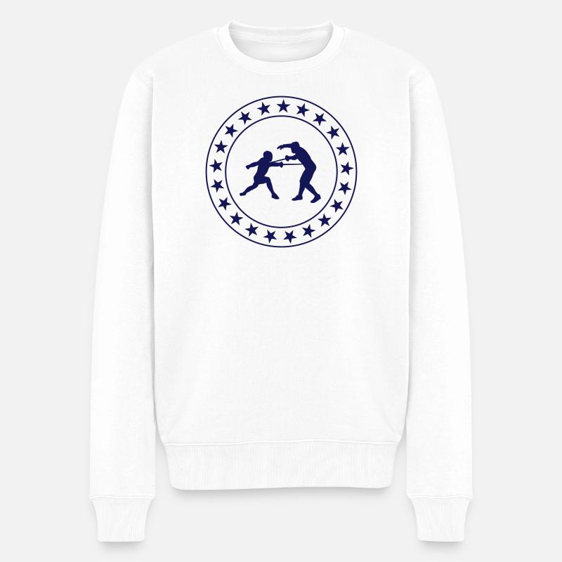 Fencing / Escrime / Fechten - Männer Premium Bio Pullover - Weiß