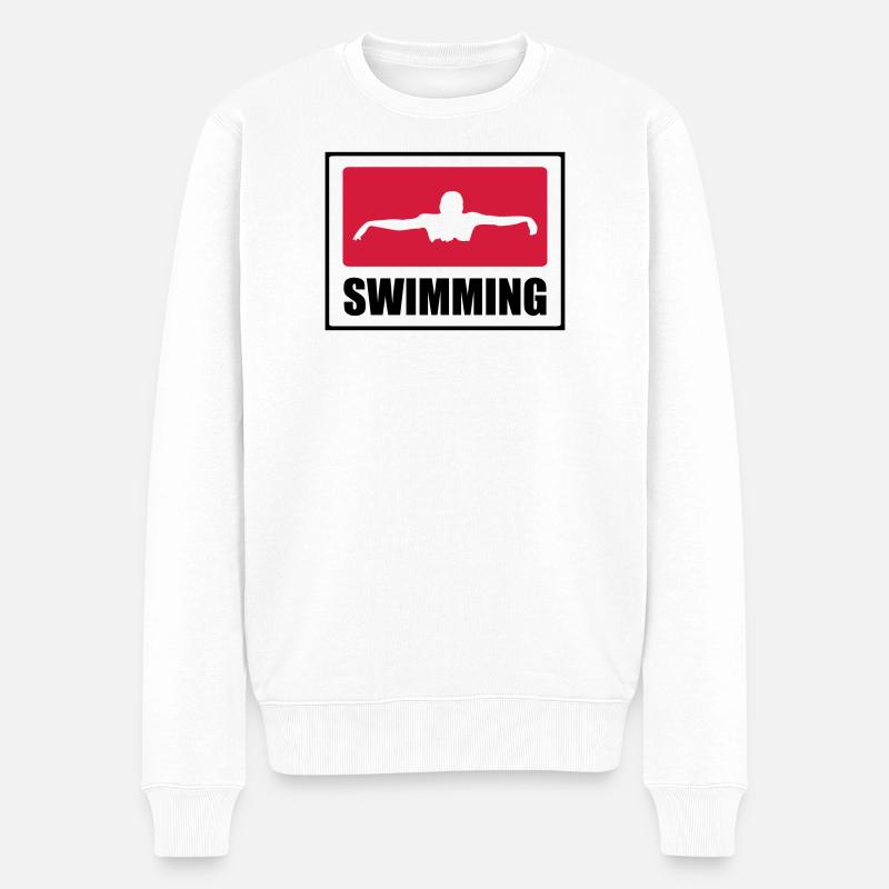 Swimming - Männer Premium Bio Pullover - Weiß