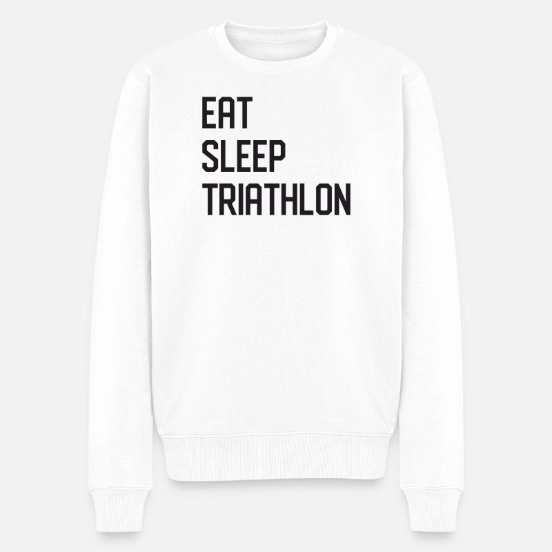 Essen. Schlafen. Triathlon. - Männer Premium Bio Pullover - Weiß