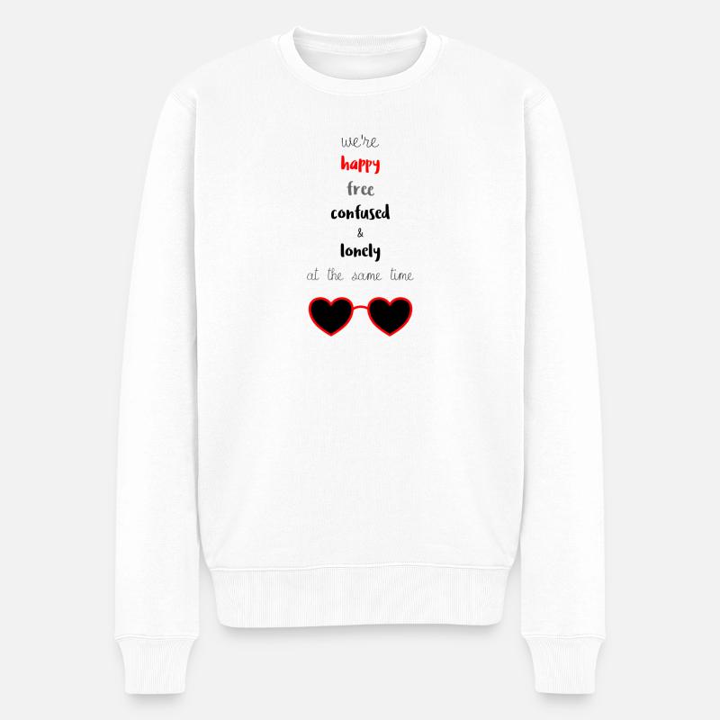 Happy Free Confused & Lonely - Männer Premium Bio Pullover - Weiß