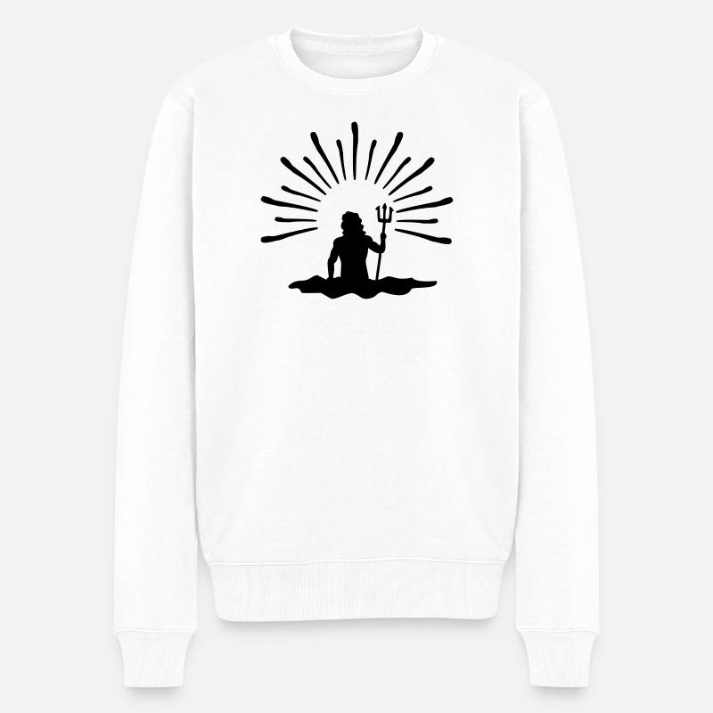 Neptun Mystik Sonne - Männer Premium Bio Pullover - Weiß