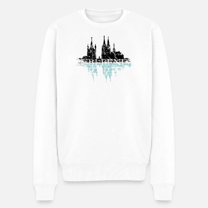 UBI BENE IBI COLONIA Köln Rhein Skyline Spruch - Männer Premium Bio Pullover - Weiß