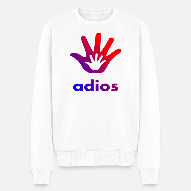 Adios Hand - Männer Premium Bio Pullover - Weiß
