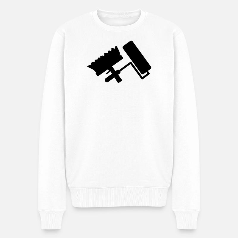 rolle bürste Maler Handwerk - Männer Premium Bio Pullover - Weiß