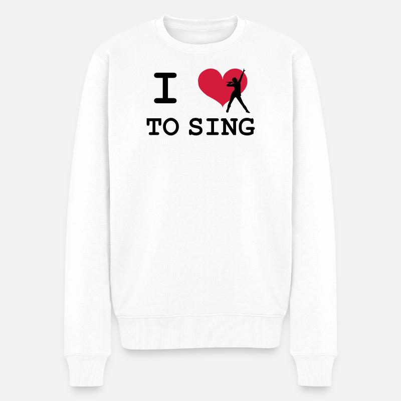 I Love To Sing - Männer Premium Bio Pullover - Weiß