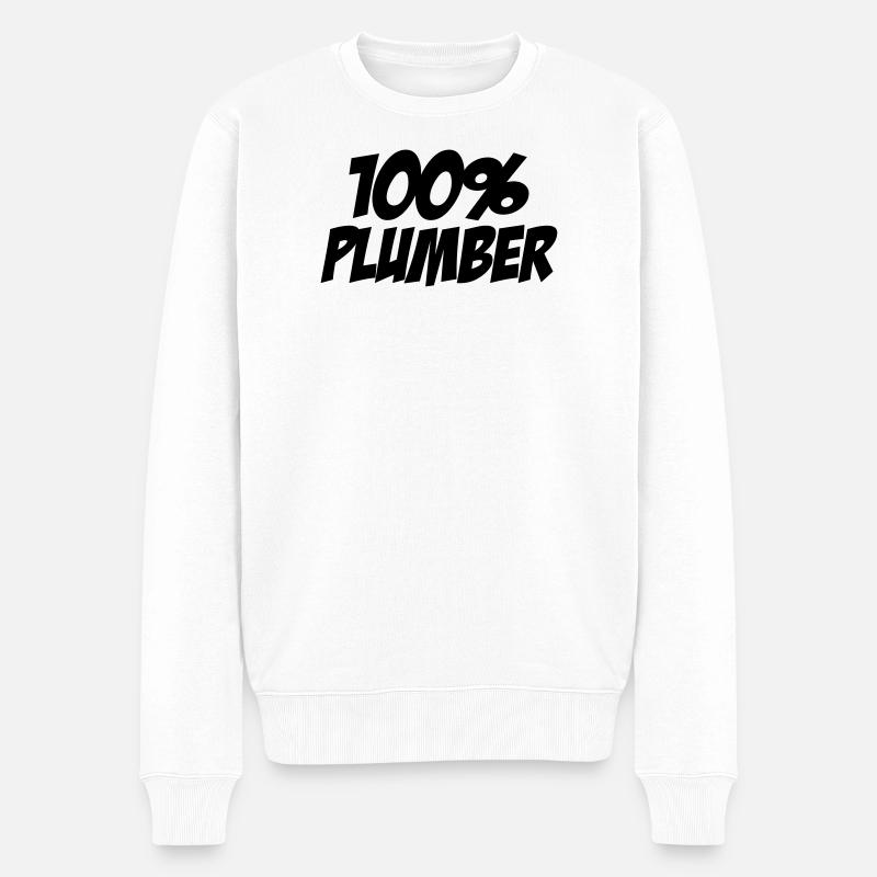 100% Plumber - Männer Premium Bio Pullover - Weiß