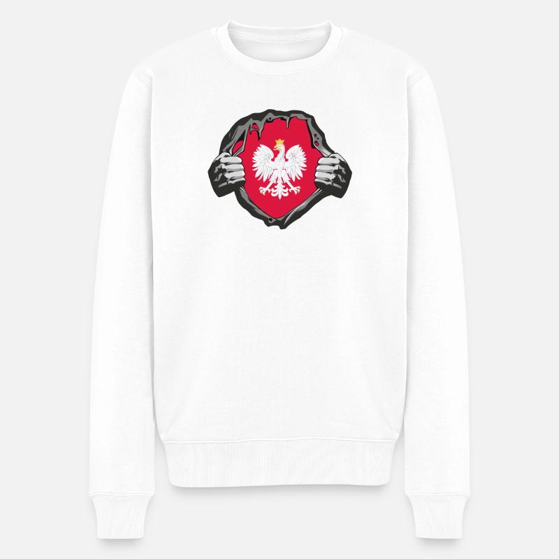Pologne Poitrine / Cadeau Varsovie Cracovie - Pull Premium bio Homme - blanc