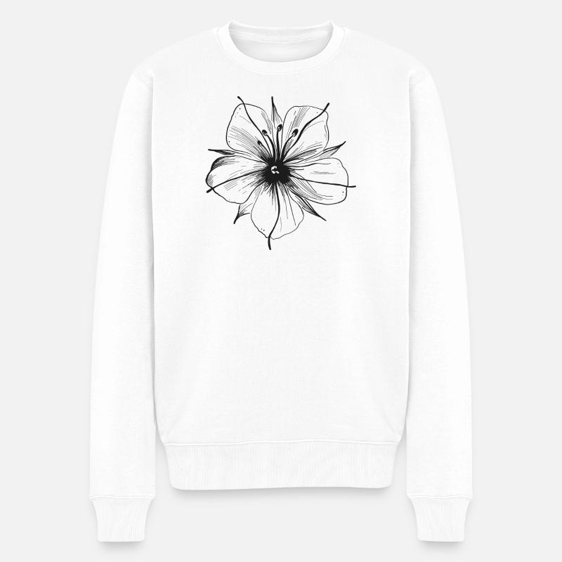 Filigrane Blume. Blüte im Sommer. - Pull Premium bio Homme - blanc