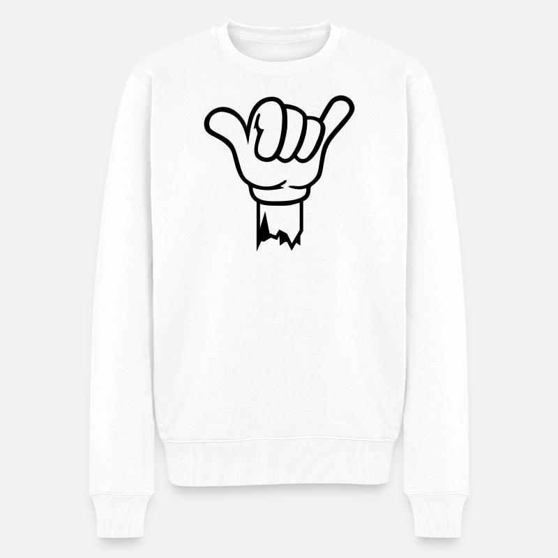 geste hand shaka - Männer Premium Bio Pullover - Weiß