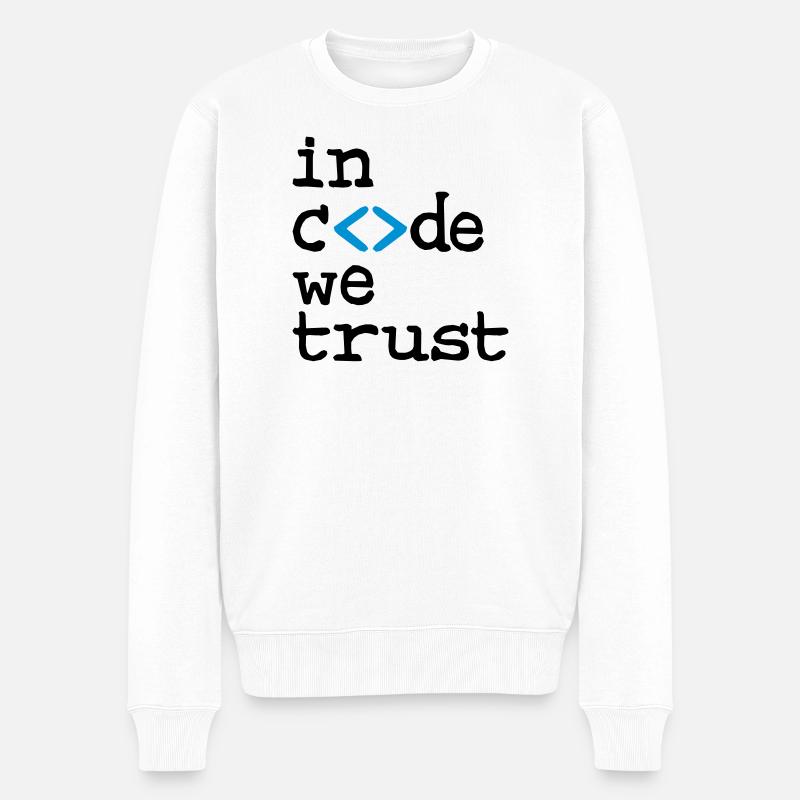 in code we trust ! - Männer Premium Bio Pullover - Weiß