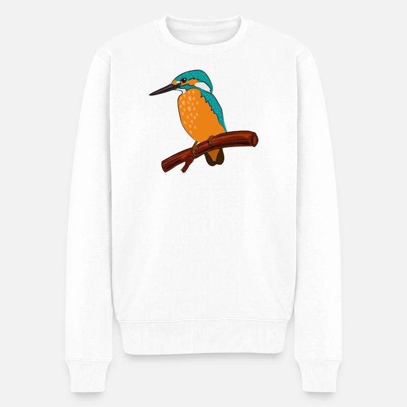 eisvogel vogel bunt - Männer Premium Bio Pullover - Weiß