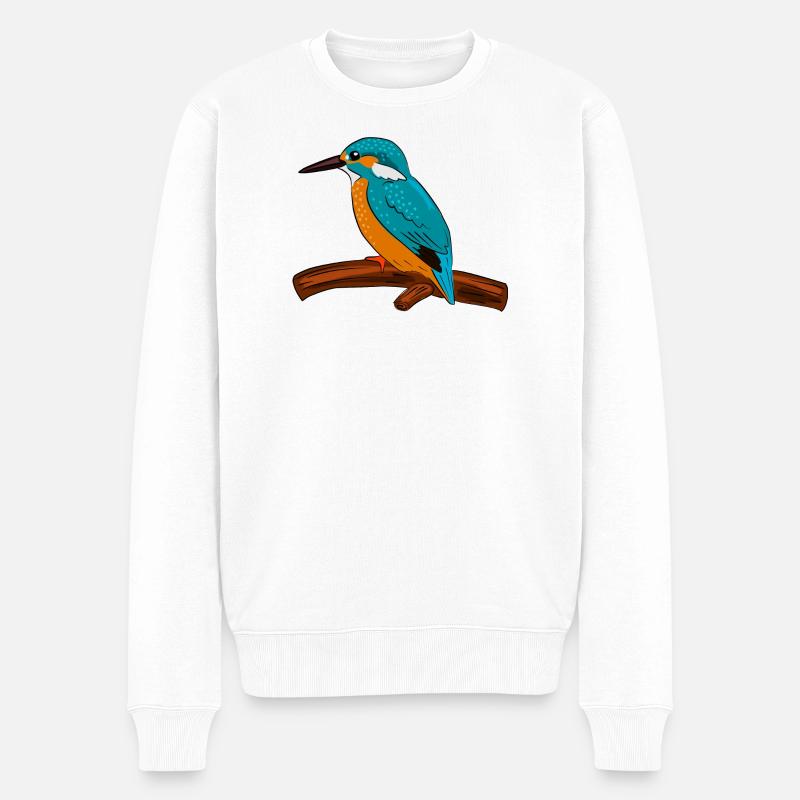 eisvogel vogel bunt - Männer Premium Bio Pullover - Weiß