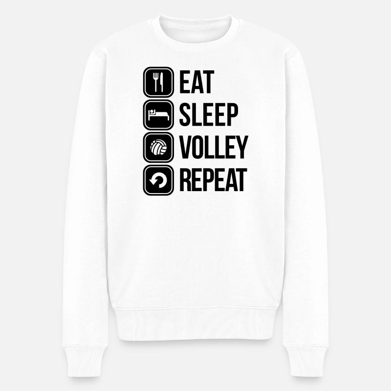 eat sleep volley repeat - Männer Premium Bio Pullover - Weiß