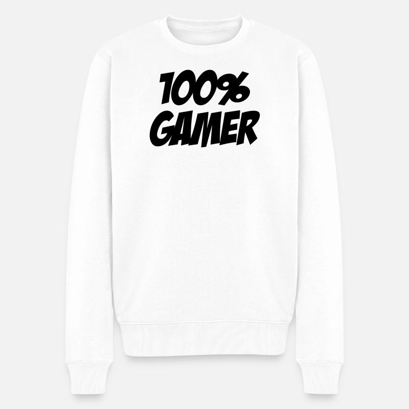 Gamer / Gaming - Pull Premium bio Homme - blanc