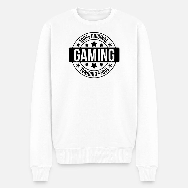 Gamer / Gaming - Pull Premium bio Homme - blanc