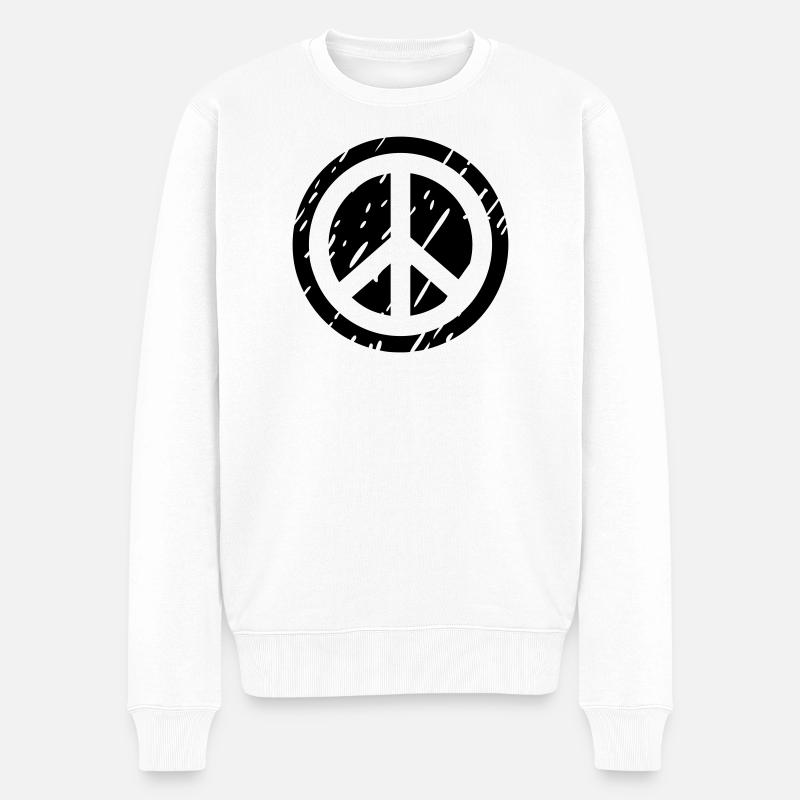 peace - Männer Premium Bio Pullover - Weiß