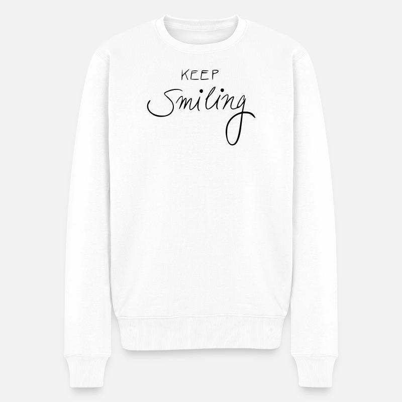 keep smiling - Männer Premium Bio Pullover - Weiß